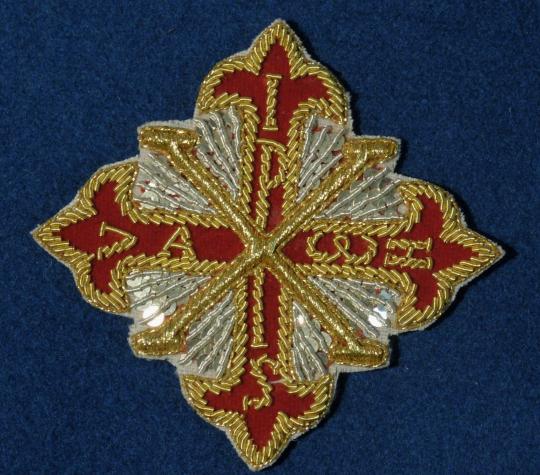 Embroidered decoration of constantinian order of saint georges for cloak: 120 x 120 mm