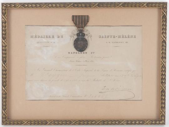 Medal of Saint Helena, original decoration with diploma and frame