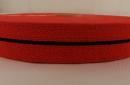 Red braid 25 mm with black central line