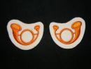Horns for turnback ornaments, yellow on white, machine made, price by pair!