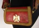 Red cartridge pouch, XIX th century except eagle, one brass piece and velvet.