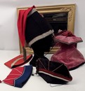 Lot of 5 military style women hats, circa 1900