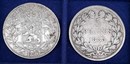 2 coins 5 fr in silver: France 1835 and Belgium 1870