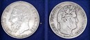 2 coins 5 fr in silver: France 1835 and Belgium 1870