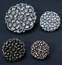 Buttons with rosace, 3 sizes, 3 colours 