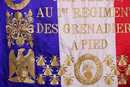 Flag of 1 st regiment of grenadiers à pied de la Garde Impériale. 90 X 90 cm - Machine embroidered and then finished with hand embroideries