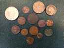 13 Original bronze coins from Louis XIII to Napoléon III with a copy of 5 Fr Napoleon 1st.