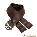 Leather baldric, bronze buckle for right handed. LIMITED SERIE IN THICK BLACK LEATHER - copie - copie - copie