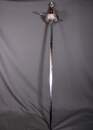 Rapier decorated with musketeers, unsuitable for fencing.