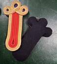 Cloverleaf epaulettes - Red center, gold sides. New old stock to finish. Produced by Ets David before 1960. The pair 