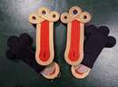 Cloverleaf epaulettes - Red center, gold sides. New old stock to finish. Produced by Ets David before 1960. The pair 