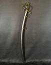 Light cavalry officer's saber, Empire/restoration. Blade engraved with blue and gold decoration. Scabbard with brass fittings.