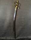 Light cavalry officer's saber, Empire/restoration. Blade engraved with blue and gold decoration. Scabbard with brass fittings.