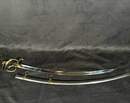 Light cavalry officer's saber, Empire/restoration. Blade engraved with blue and gold decoration. Scabbard with brass fittings.