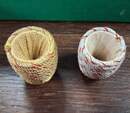 Plume-holder cone trimmed with silver or gold cord and fine red lines, produced by Éts David, Belle Époque. New old stock.