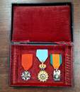 Presentation case containing the three Napoleonic orders: Legion of Honour, Order of the Reunion, and Order of the Iron Crown. Only one set available.