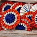 Gilded plate for képis: blue, WHITE, red. Circa 1900, new from old stock 
