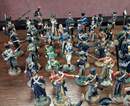 Rare set of 89 painted pewter figurines: 49 