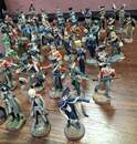 Rare set of 89 painted pewter figurines: 49 