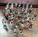 Rare set of 89 painted pewter figurines: 49 
