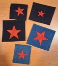 WWI. Cavalry scout stars (red silk/blue wool cloth). New old stock. Price per unit.