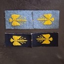 WWI. Pairs of General Staff lightning bolt insignia, embroidered in yellow on wool. Very limited stock.