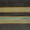 Gold Zig-Zag braid Gold with 2 or 3 rays light sky blue - 22 and 32 mm - Old French manufacturing - Per meter 