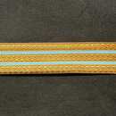 Gold Zig-Zag braid Gold with 2 rays pastel blue - 22 mm - Old French manufacturing - Per meter  