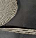 Silver Zig-Zag puckered braid with 2 kaki rays - 23 mm - Old French manufacturing - Per meter 