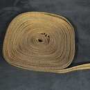 Gold Zig-Zag puckered braid with 1 kaki ray - 14 mm - Old French manufacturing - Per meter  