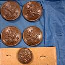 WWI. BELGIUM. Lion buttons, bronze-finish, flat, new old (very limited) stock, available in 2 diameters. Manufactured by Éts David.