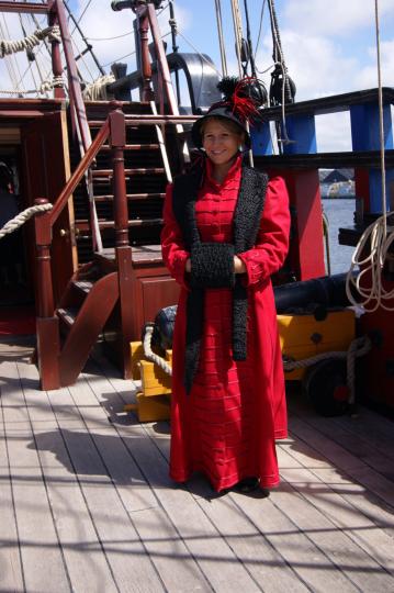 Long and red woman coat