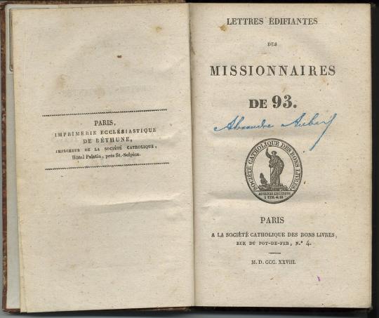  Lettres edifiantes des missionnaires de 93