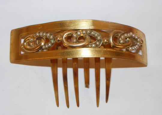Comb, brass and pearls