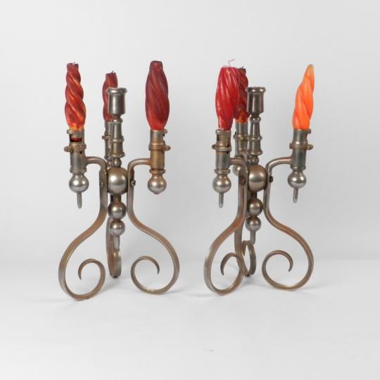 2 candle holders made with baionettes