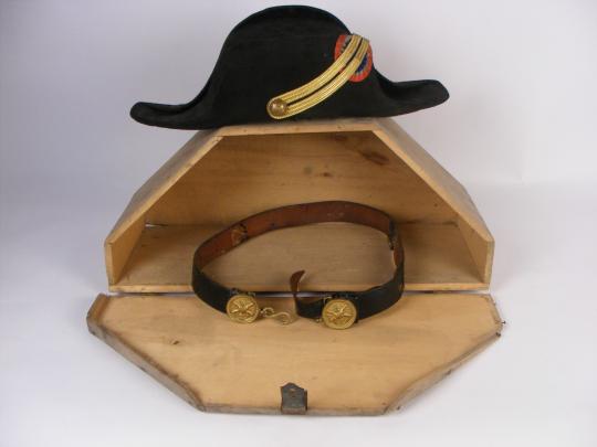 Polytechnique school. Bicorn+ belt in his box, circa 1900