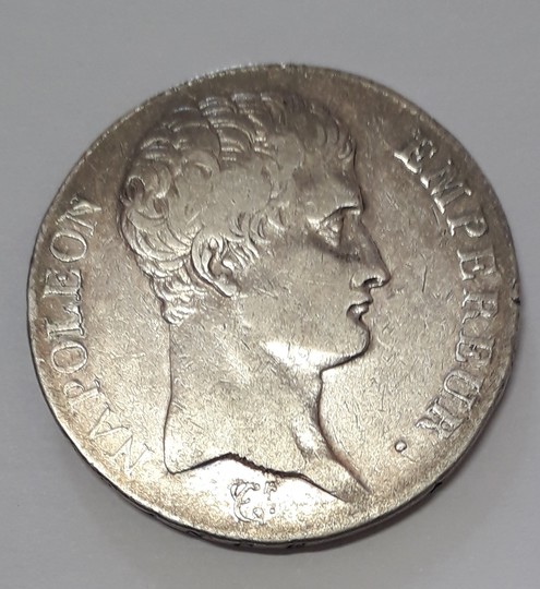 Napoléon 1805 bare head révolutionnary calendar 5 francs, silver coin