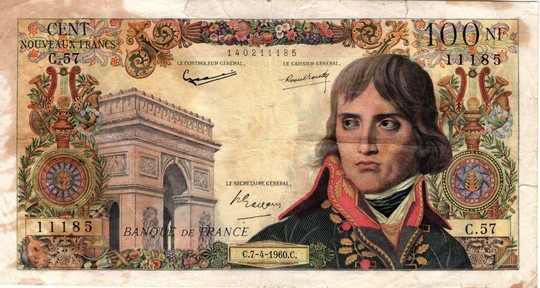 Banknotes 100 nouveaux francs Bonaparte C.7-4-1960.C.