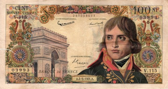 Banknotes 100 nouveaux francs Bonaparte A.4-5-1961.A.