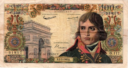 Banknotes 100 nouveaux francs Bonaparte K.2-2-1961.K.