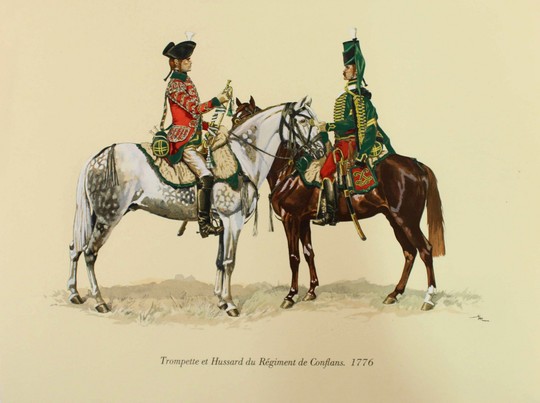 Trompette et hussard du régiment de Conflans, plate of colonel Dugue Mac Carthy 