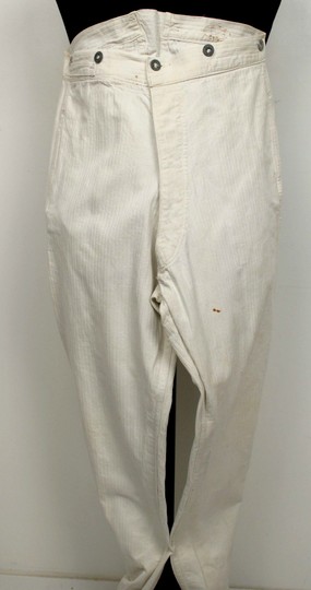 Pantalon en grosse toile rayée de tenue de corvée