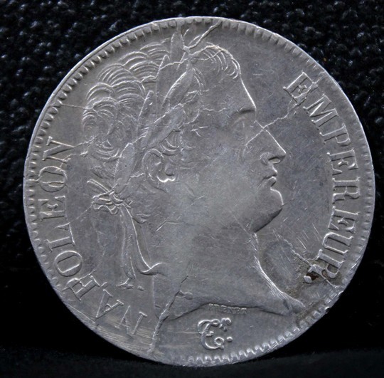Napoléon Ier, tête laurée, 5 francs, 1813 Q - Empire français