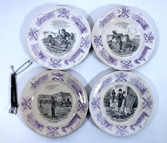 4 plates in porcelain of Sarreguemines about boers war