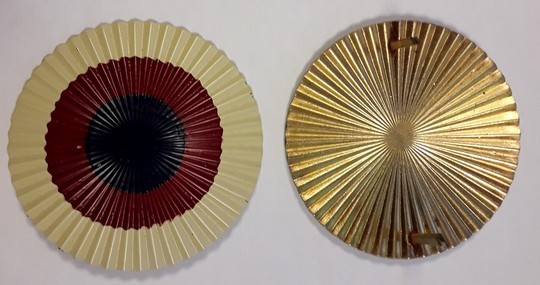 Brass painted cockades, 70 mm diam, Empire colours