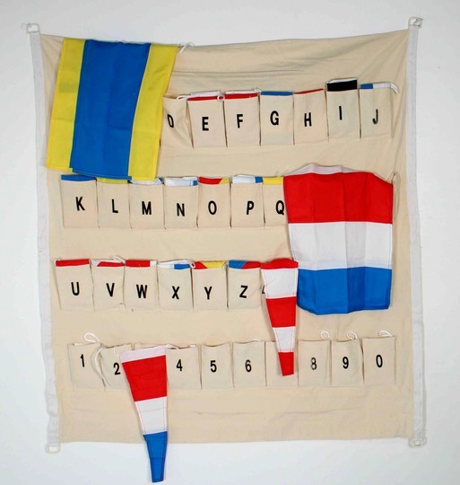 40 flags of international marine code, in their display. Made in Brittany