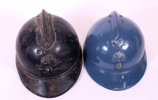 2 adrian Adrian helmets 1915 type, WW I - artillery and infantry