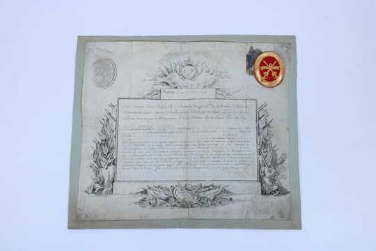 Original diploma of croix de veterance, 1791 + one copy of decoration