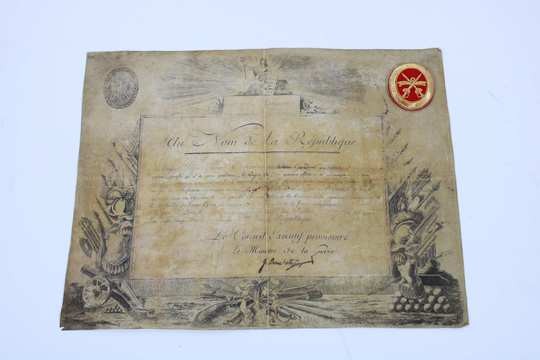Original diploma (1793) of croix de veterance one copy of decoration 