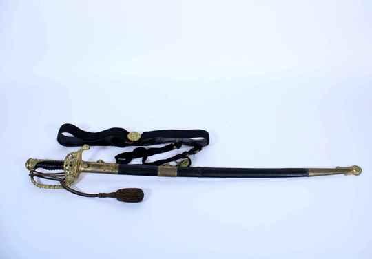 Marine officer sabre for senior officer, 1837 type, with swordknot and belt.